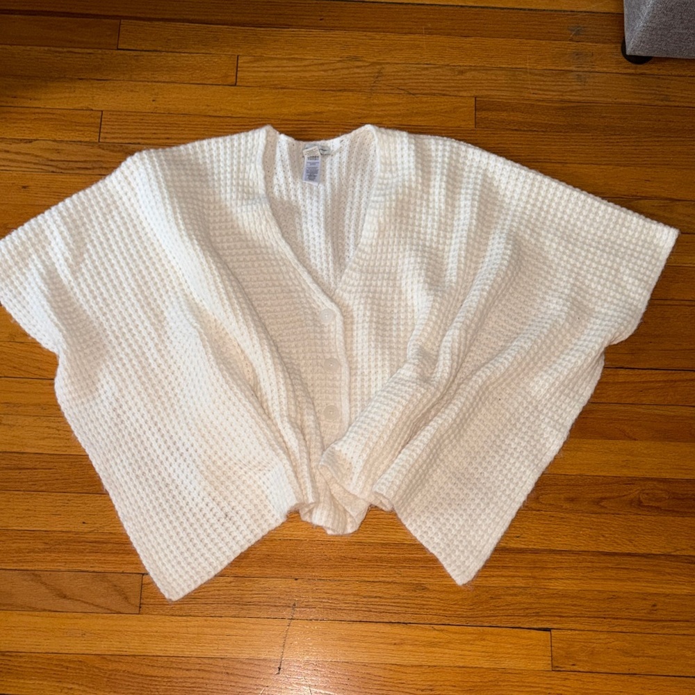 Cupcakes & Cashmere Ivory Waffle Knit Cardigan